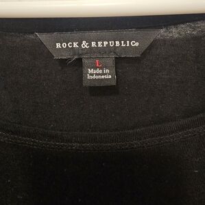 Rock & Republic Black Net Top With Gold Studs